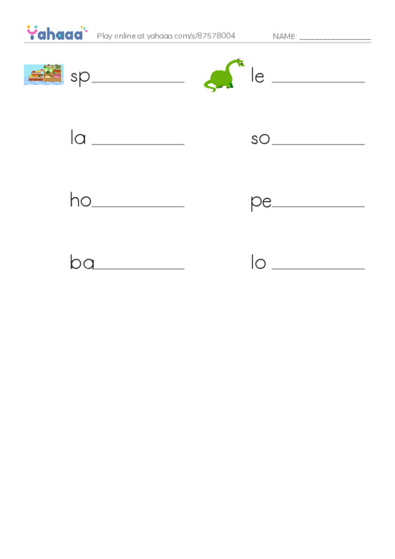 RAZ Vocabulary Q: The Legend of Nessie PDF worksheet writing row