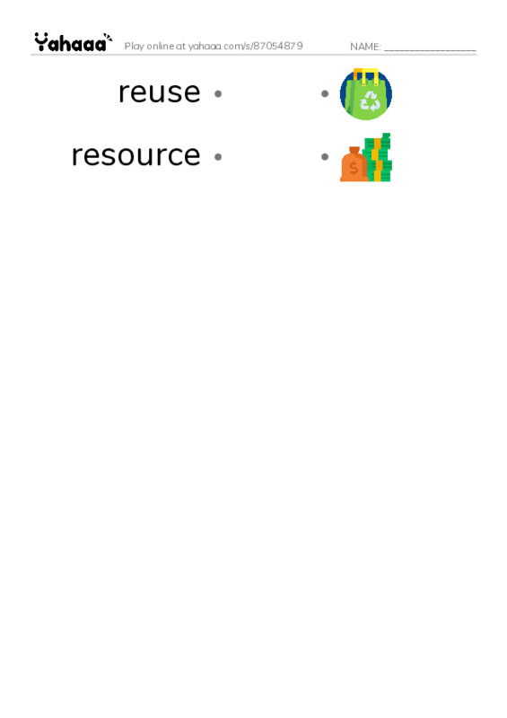 RAZ Vocabulary Q: The ThreeR Plan2 PDF link match words worksheet