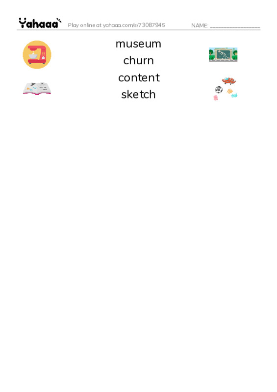 RAZ Vocabulary Q: Vincents Bedroom PDF three columns match words