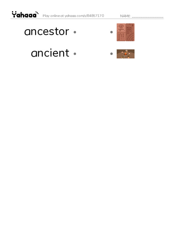 RAZ Vocabulary Q: Walking in Roman Footsteps PDF link match words worksheet