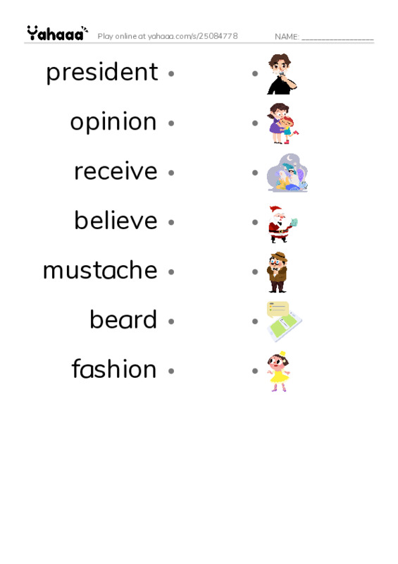 RAZ Vocabulary Q: Why Abe Lincoln Grew a Beard PDF link match words worksheet