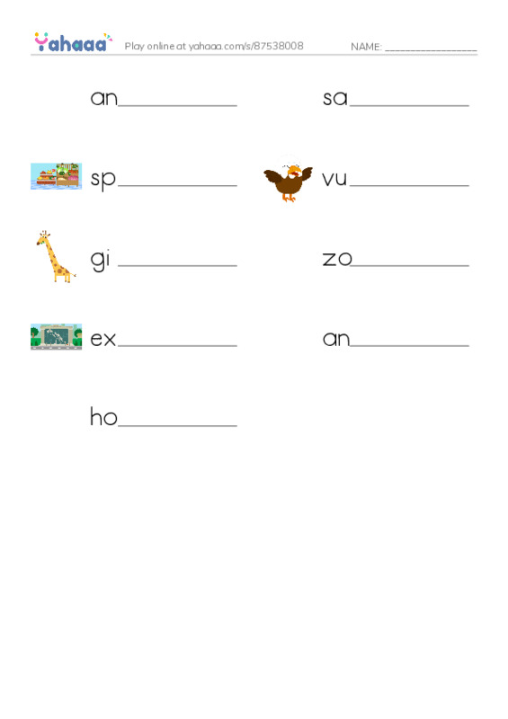 RAZ Vocabulary Q: Zookeeping PDF worksheet writing row