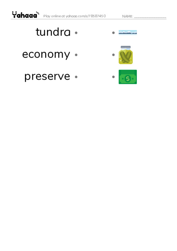 RAZ Vocabulary R: Alaska The Last Frontier PDF link match words worksheet