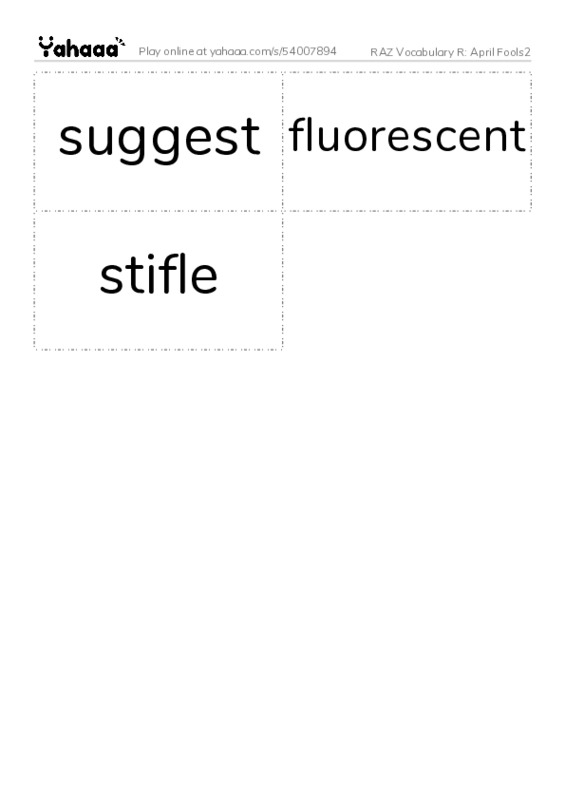 RAZ Vocabulary R: April Fools2 PDF two columns flashcards