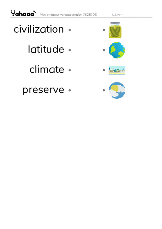 RAZ Vocabulary R: Expedition 25 The Subtropics PDF link match words worksheet