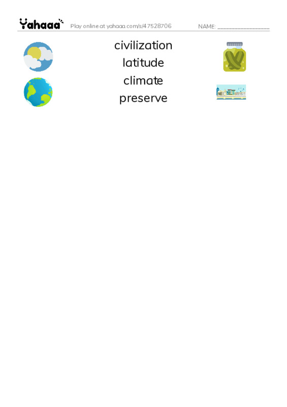 RAZ Vocabulary R: Expedition 25 The Subtropics PDF three columns match words