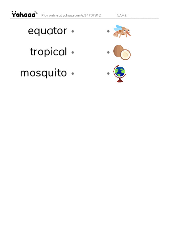 RAZ Vocabulary R: Expedition Zero PDF link match words worksheet