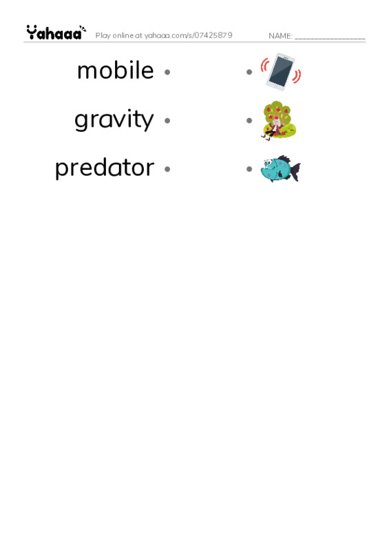 RAZ Vocabulary R: Exploring Tide Pools PDF link match words worksheet