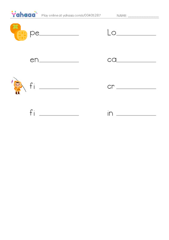 RAZ Vocabulary R: Fishing in Simplicity PDF worksheet writing row