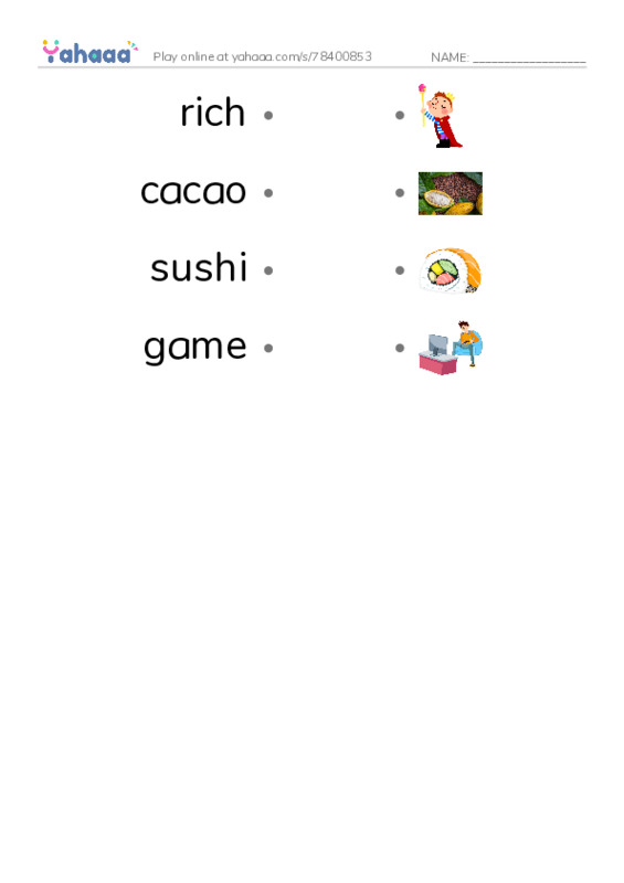 RAZ Vocabulary R: Foods Around the World PDF link match words worksheet