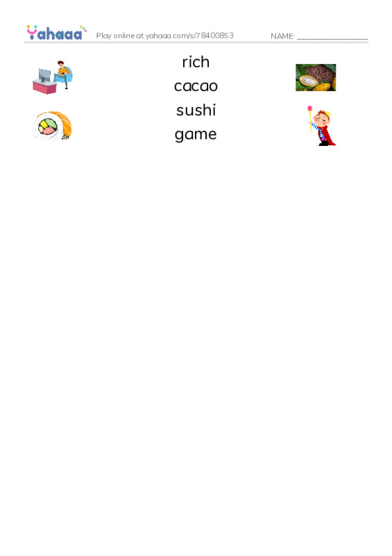 RAZ Vocabulary R: Foods Around the World PDF three columns match words