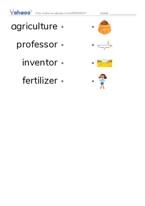 RAZ Vocabulary R: George Washington Carver PDF link match words worksheet