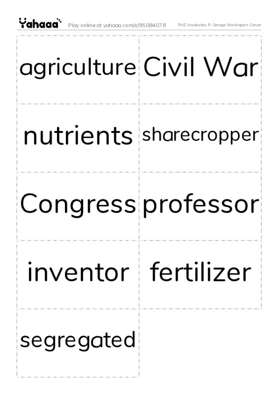 RAZ Vocabulary R: George Washington Carver PDF two columns flashcards