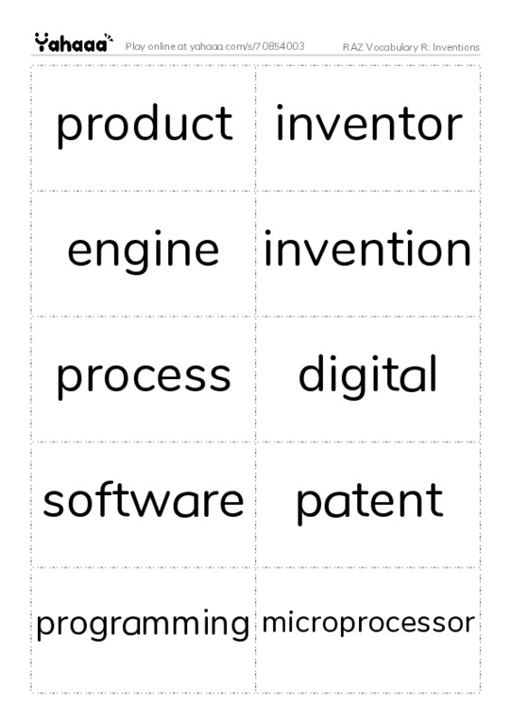 RAZ Vocabulary R: Inventions PDF two columns flashcards