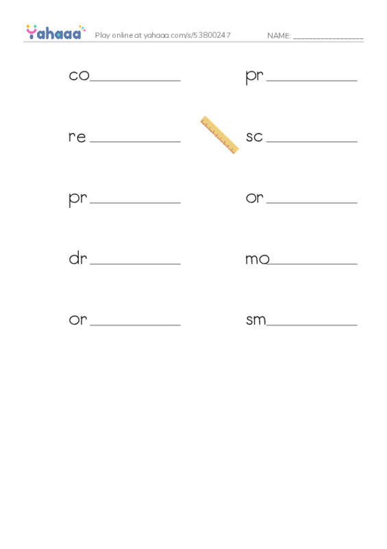RAZ Vocabulary R: Mozart PDF worksheet writing row