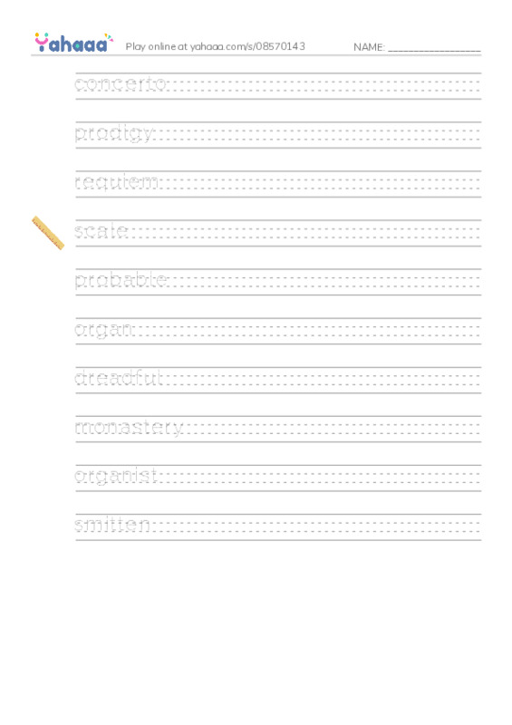 RAZ Vocabulary R: Mozart PDF write between the lines worksheet