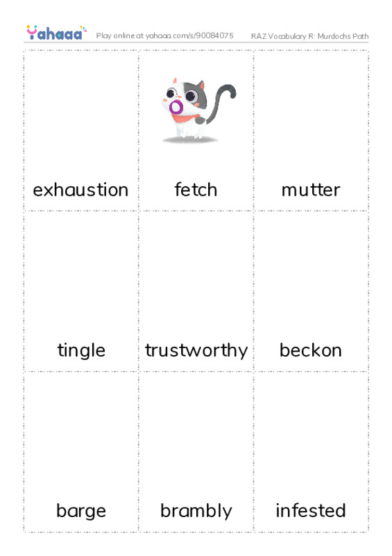 RAZ Vocabulary R: Murdochs Path PDF flaschards with images