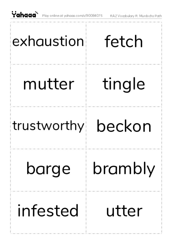 RAZ Vocabulary R: Murdochs Path PDF two columns flashcards