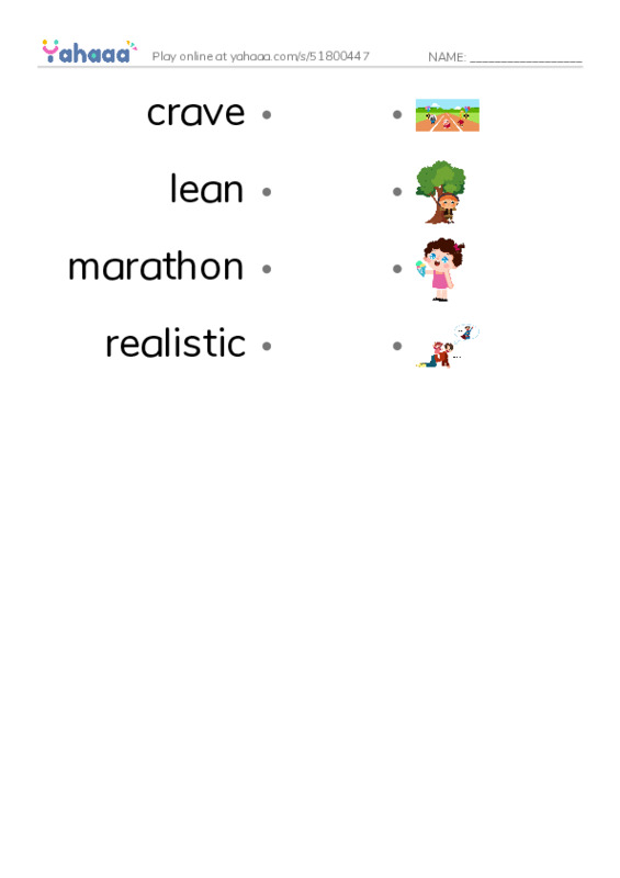 RAZ Vocabulary R: Only One Aunt Maggie PDF link match words worksheet