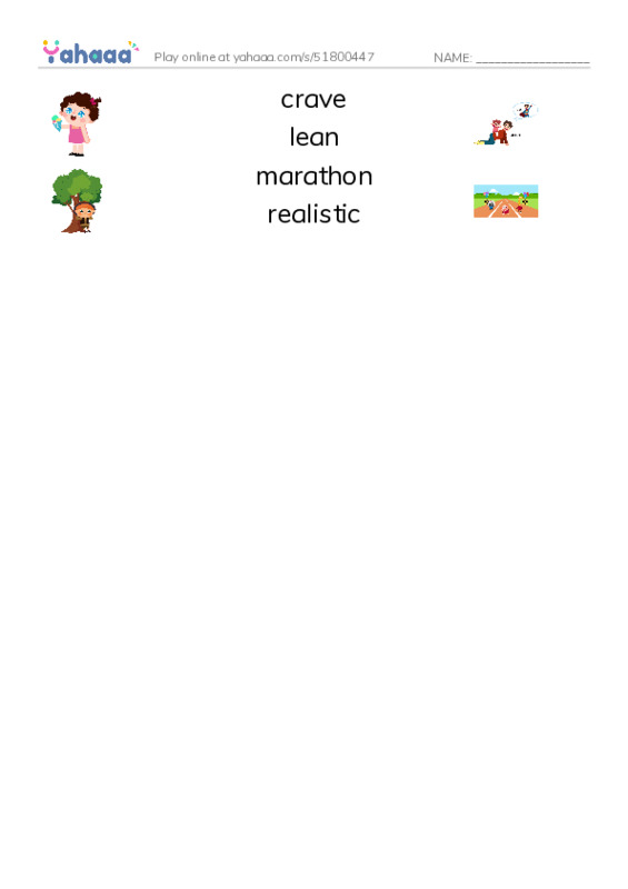 RAZ Vocabulary R: Only One Aunt Maggie PDF three columns match words