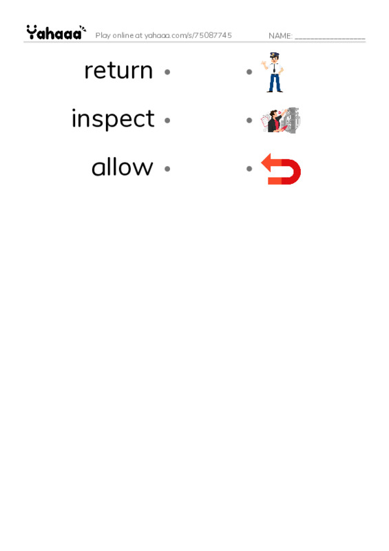 RAZ Vocabulary R: Scaredy Camp PDF link match words worksheet