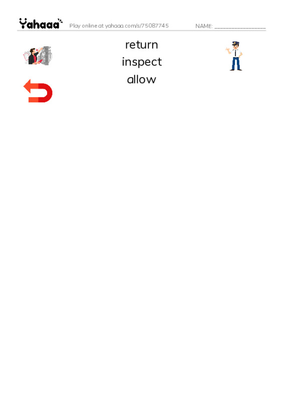 RAZ Vocabulary R: Scaredy Camp PDF three columns match words