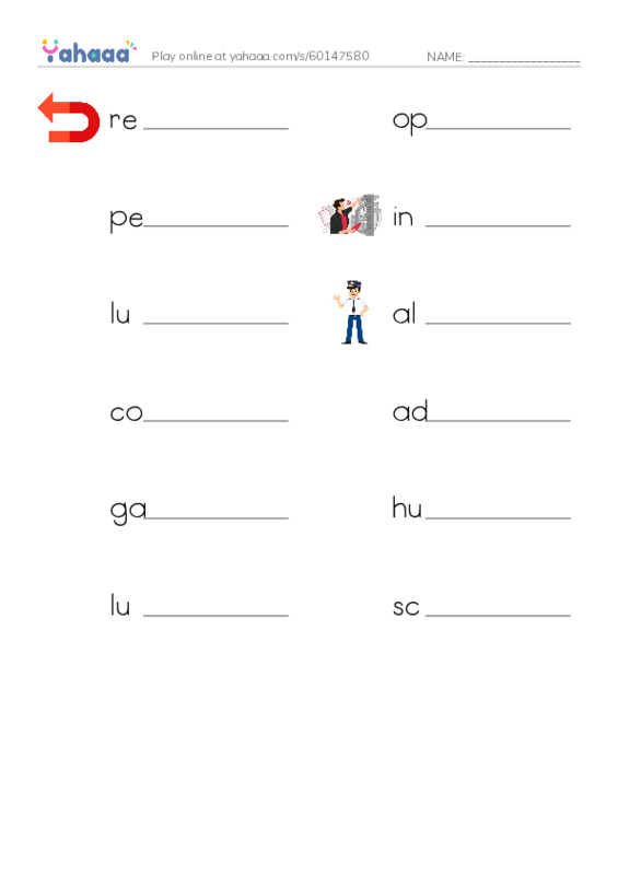 RAZ Vocabulary R: Scaredy Camp PDF worksheet writing row