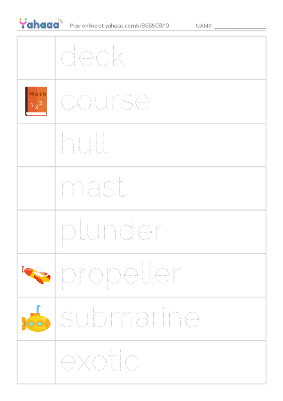RAZ Vocabulary R: Ships and Boats PDF one column image words