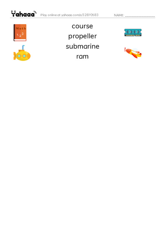 RAZ Vocabulary R: Ships and Boats PDF three columns match words