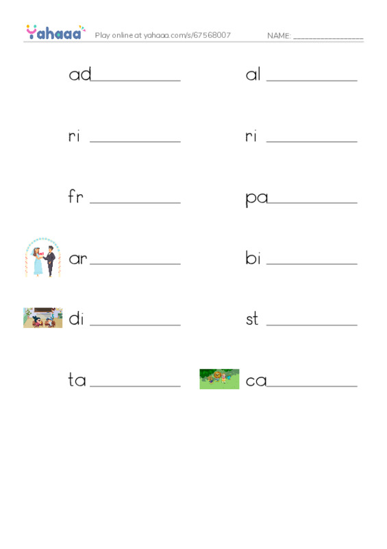 RAZ Vocabulary R: Skydiving PDF worksheet writing row