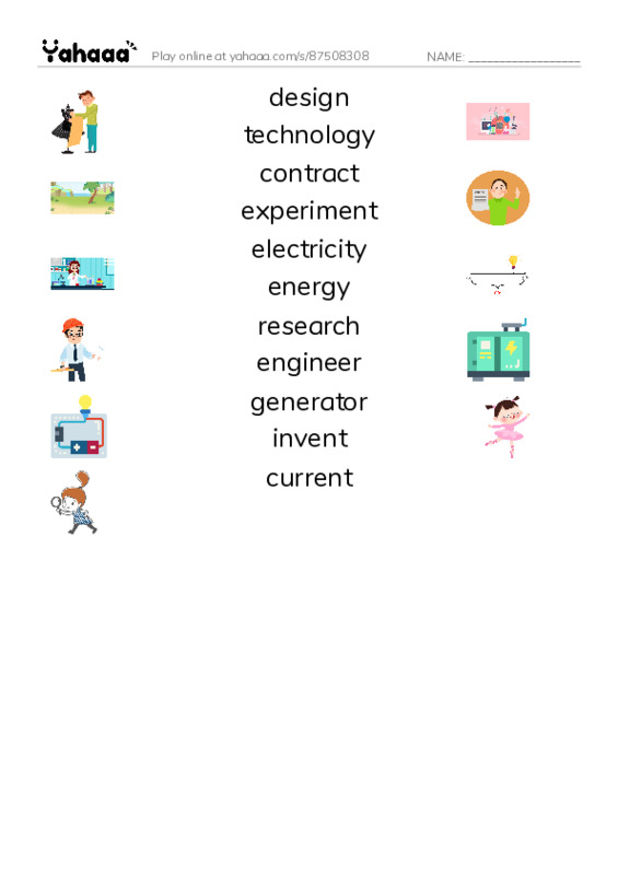 RAZ Vocabulary R: The Genius of Tesla PDF three columns match words