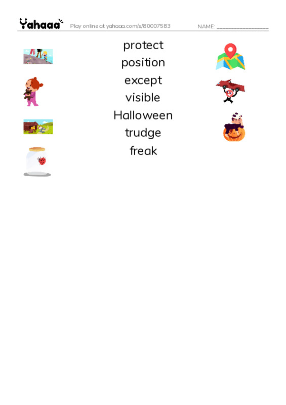 RAZ Vocabulary R: The Hollow PDF three columns match words