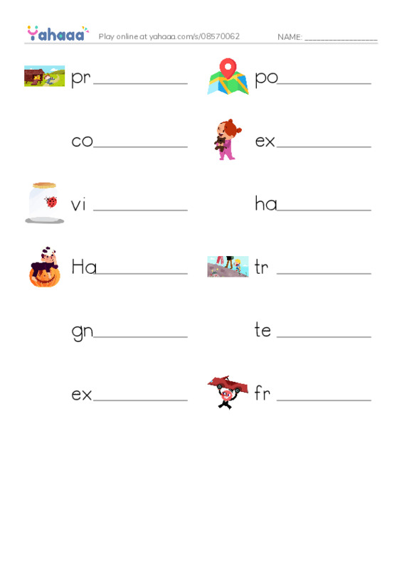 RAZ Vocabulary R: The Hollow PDF worksheet writing row