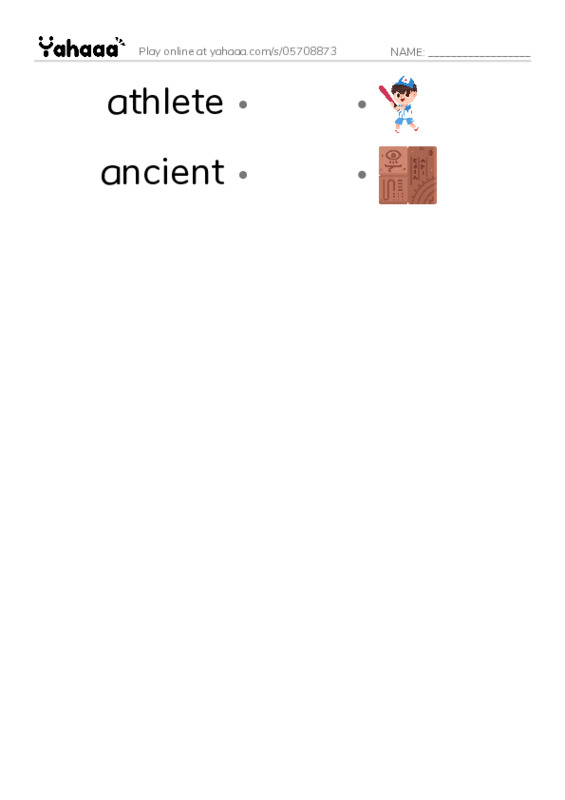 RAZ Vocabulary R: The Olympics Past and Present PDF link match words worksheet