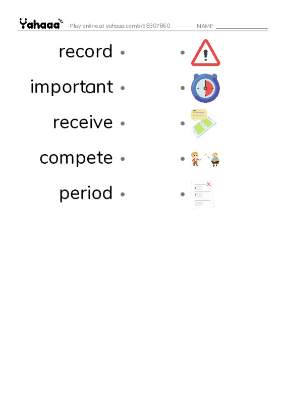 RAZ Vocabulary R: The Stanley Cup Hockeys Greatest Prize PDF link match words worksheet