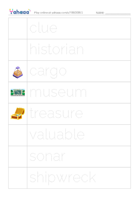 RAZ Vocabulary R: Treasure Found PDF one column image words