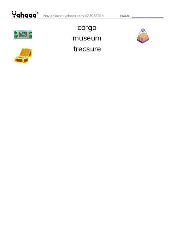 RAZ Vocabulary R: Treasure Found PDF three columns match words