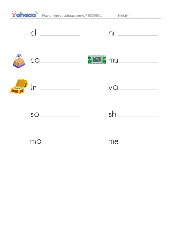 RAZ Vocabulary R: Treasure Found PDF worksheet writing row