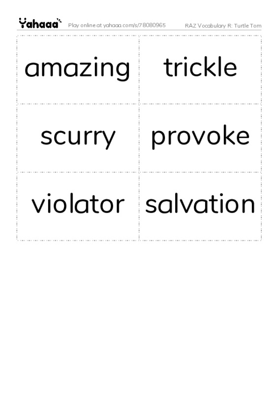 RAZ Vocabulary R: Turtle Tom PDF two columns flashcards