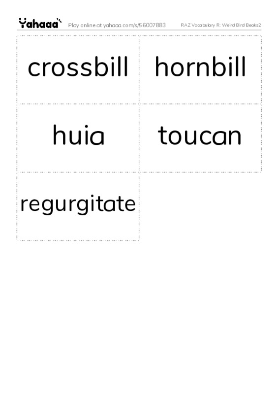 RAZ Vocabulary R: Weird Bird Beaks2 PDF two columns flashcards