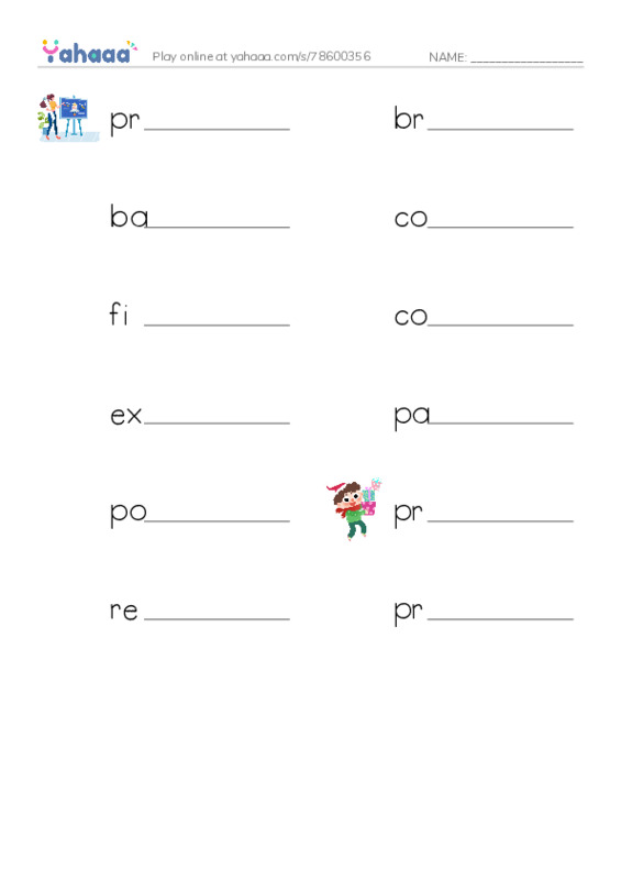 RAZ Vocabulary R: Were in Business PDF worksheet writing row