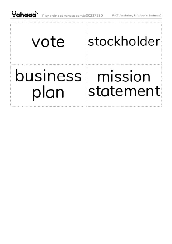 RAZ Vocabulary R: Were in Business2 PDF two columns flashcards