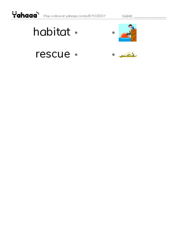 RAZ Vocabulary R: Wildlife Rescue PDF link match words worksheet