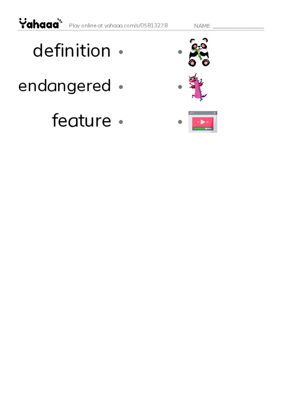 RAZ Vocabulary R: Woods of Wonder PDF link match words worksheet