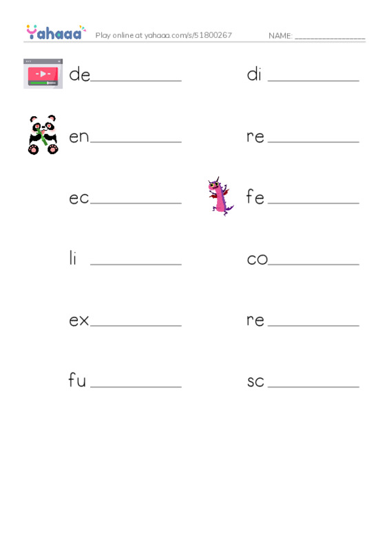 RAZ Vocabulary R: Woods of Wonder PDF worksheet writing row