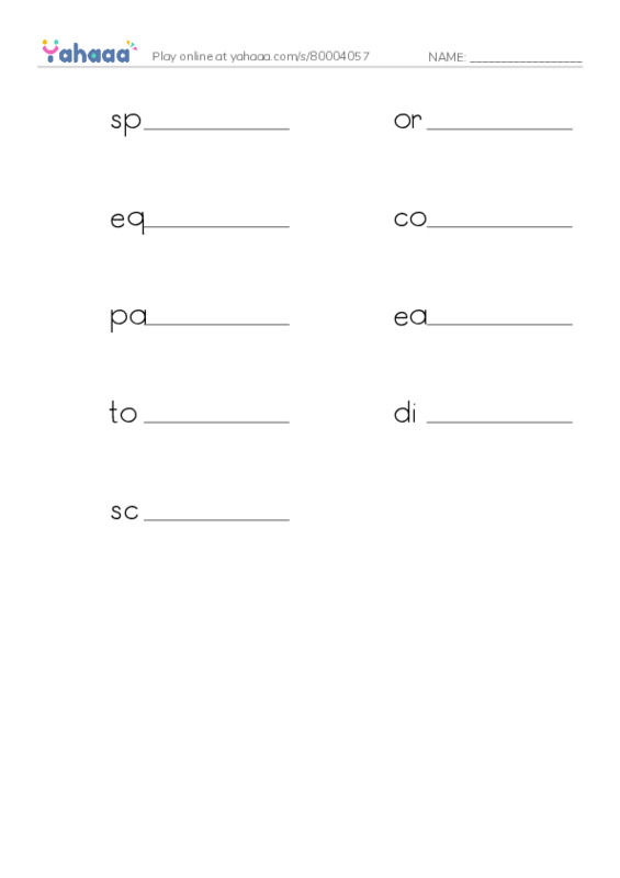 RAZ Vocabulary S: A Big League for Little Players PDF worksheet writing row