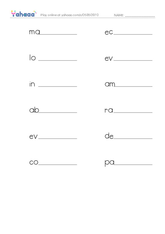 RAZ Vocabulary S: Animals Feel Emotions PDF worksheet writing row