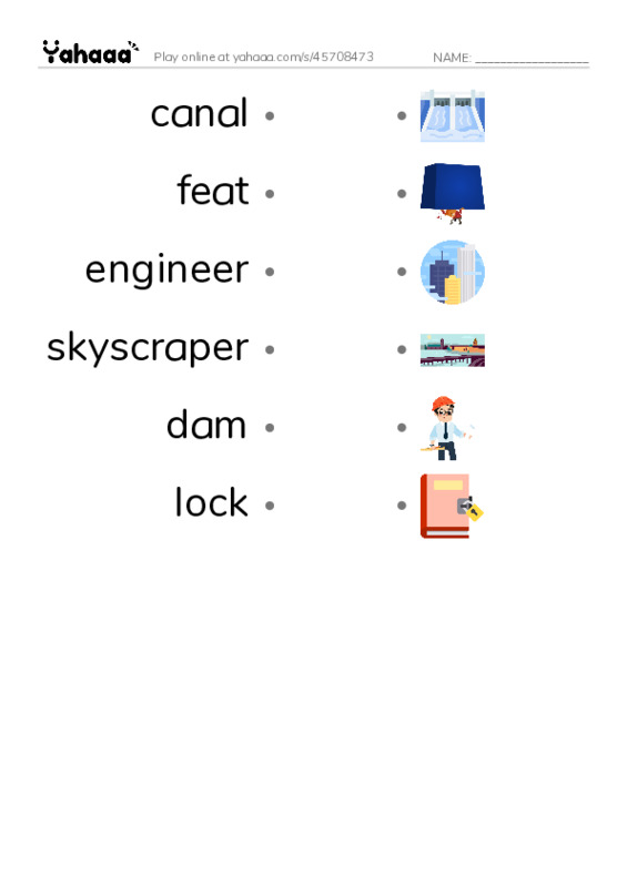 RAZ Vocabulary S: Building Big Dreams PDF link match words worksheet