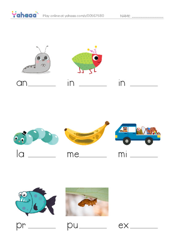 RAZ Vocabulary S: Butterflies and Moths PDF worksheet to fill in words gaps