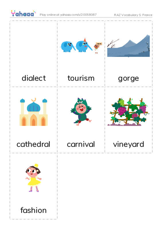 RAZ Vocabulary S: France PDF flaschards with images